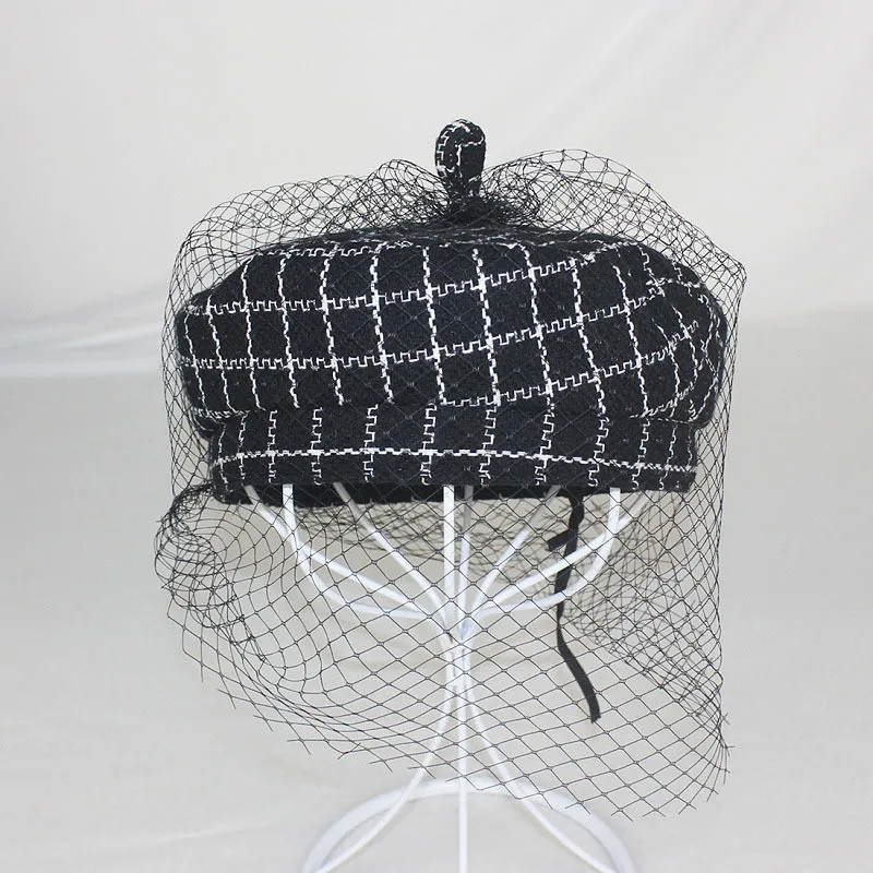 Chapeaux de béret en treillis en maille pour femmes, chapeaux octogonaux élégants à la mode, petite abeille pour dames, chapeaux de haute qualité, fabricants d'approvisionnement 3942202