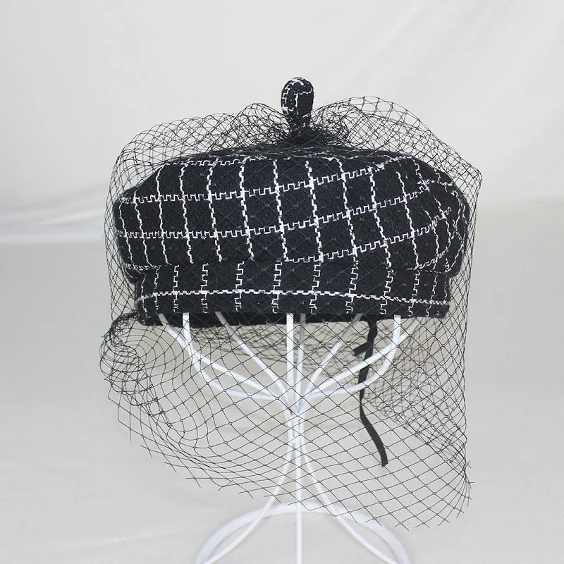 Czapki beretu z siatki siatki dla kobiet eleganckie ośmioboczne czapki moda moda Little Bee Ladies Hats Hats Producenci zaopatrzenia 6917980
