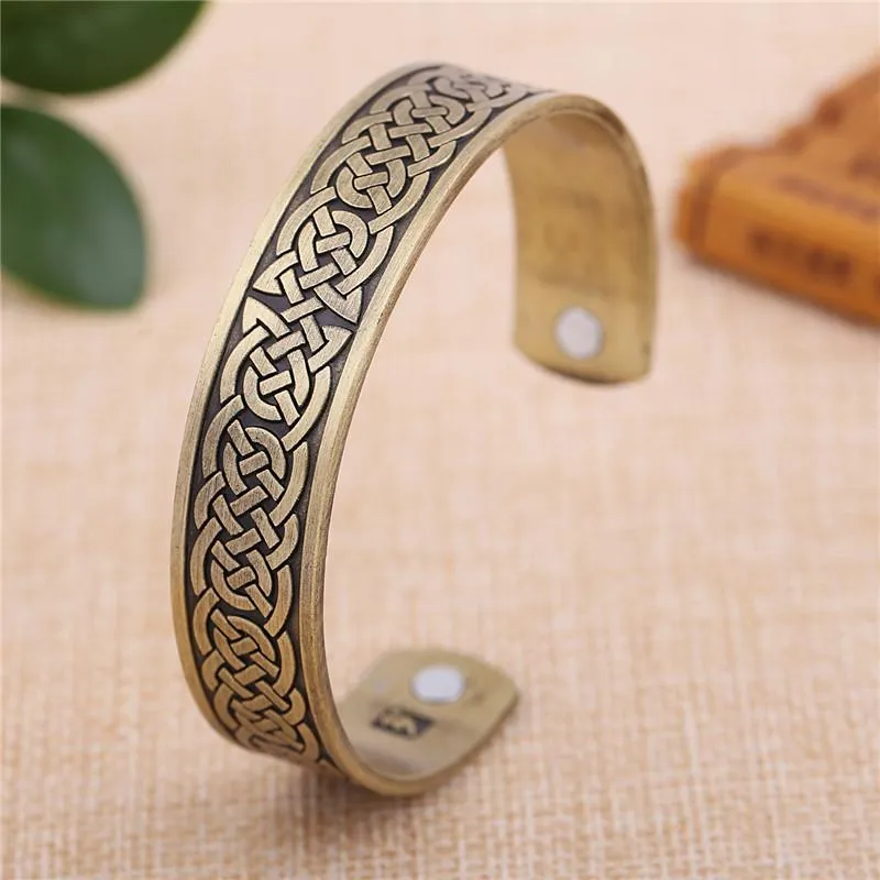 GX014 Şanslı Knot Tasarım Dini Desen Bangles Açık uçlu manşet viking tarzı muska bilezik manyetik sağlık mücevherleri223c