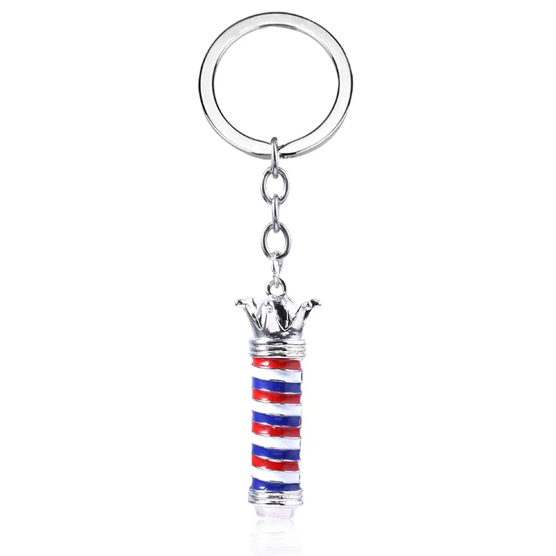 Barber Shop Hairdresser Tools Keychain 3D Pole Light Razor Hairclippers Hair Dryer Combs Scissors Pendant Key Chains Jewelry1243n