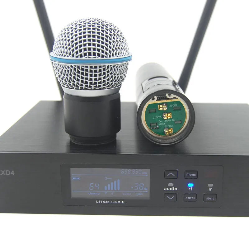 Profesyonel UHF Dijital Kablosuz Mikrofon Sistemi QLXD4 Gerçek Çeşitlilik Sahnesi Performans Beta58 Tek Handli Mikrofon9694969