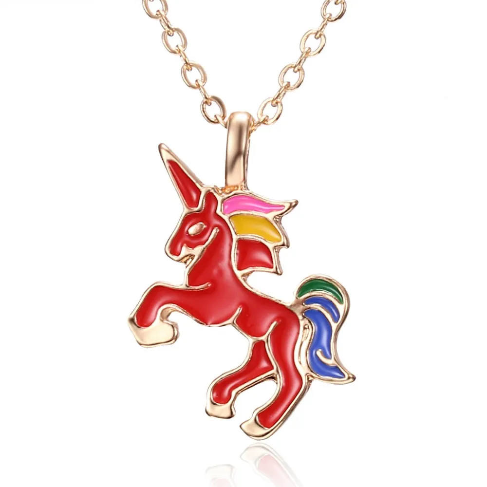 Collier cheval pour filles et enfants, en émail, dessin animé cheval, accessoires de bijoux, collier Animal pour femmes, pendentif 256a