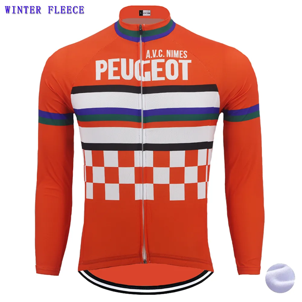 2022 Peugeot Winter Thermal Fleece Cycling Jersey Mtb Bike Cyncling Cycling Long Ropa ciclismo Invierno Hombre Maillot160C