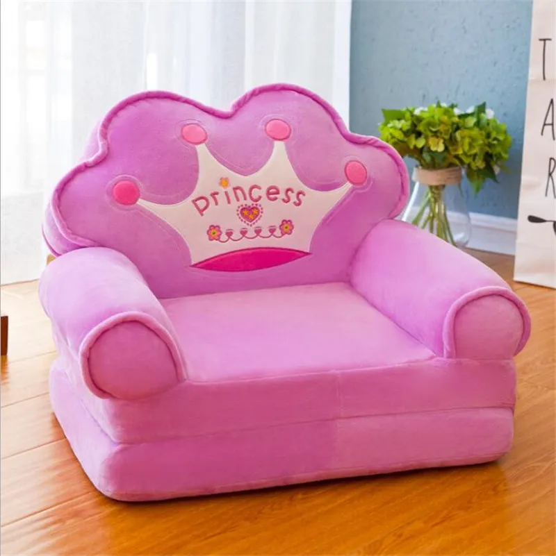 Baby Kids Cartoon Crown Siet Pluszowe taborety zabawkowe matę Dzieci Backrest Krzesło Zaramał się maluch chłopięcy dziewczyna Składana sofa Prezenty 227s