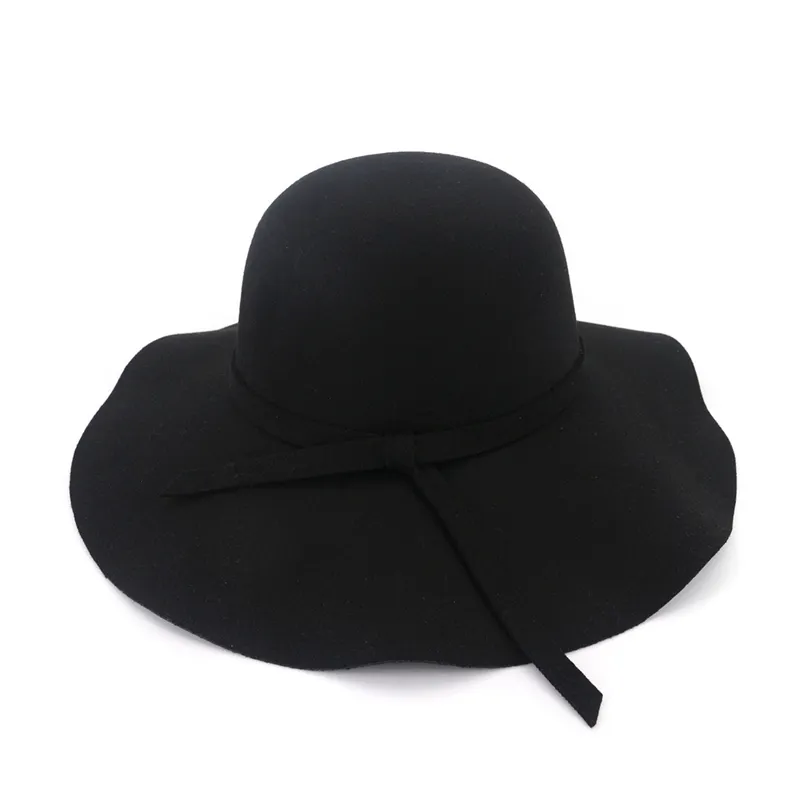 Moda feminina senhora aba larga lã feltro fedora chapéus flexíveis vintage feminino menina redonda fedoras cloche boné trilby bowler hat334o