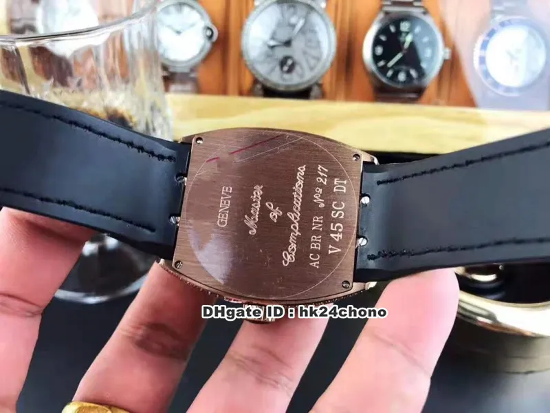 2 estilos de relógios de luxo Vanguard Full Diamonds Automatic Mens Watch V 45 SC DT Dense Diamond Dial Leather Strap Gents WristWatches214D