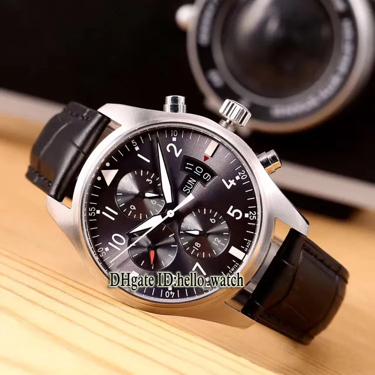 Дешевые новые Pilot's Montre d'Aviateur IW371701, автоматические мужские часы с черным циферблатом и датой, 43 мм, кожаный ремешок, мужские спортивные мужские часы Wat254H