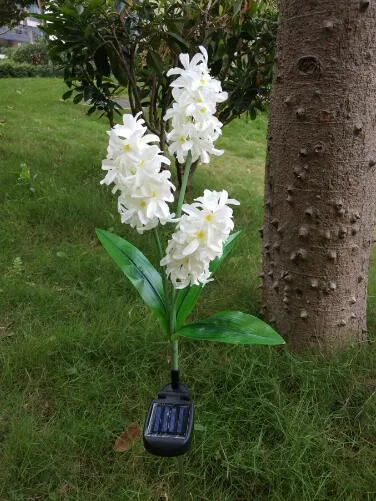 4 Stück im Freien dekorative 3-LED-Solarlampe Hyazinthenblume für Rasen, Terrasse, Auffahrt, Weg, Landschaftsbeleuchtung, wasserdicht, A01178Y