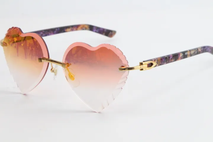 Vente de lunettes de soleil sans monture Lunettes de soleil en marbre violet Plank 3524012Lentilles dégradées Adumbral Cadres transparents avec lunettes claires195S