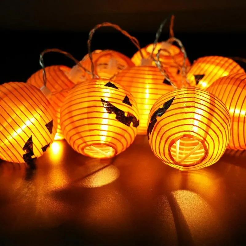 Abóbora 10 luzes led string luzes de decoração de halloween 1 5m corda luz de fadas lâmpada lanterna helloween decoração jardim natal 208l