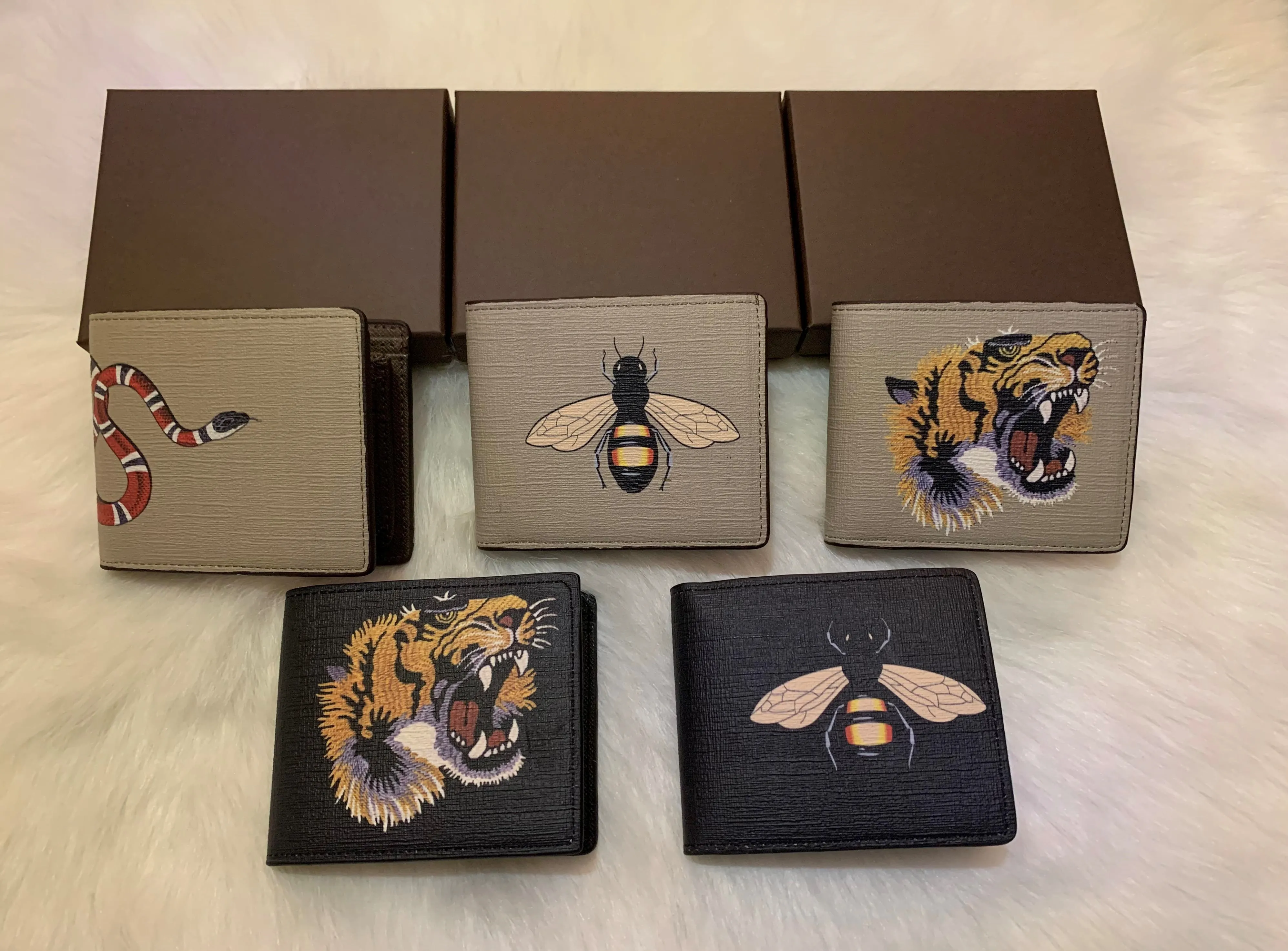 Designer Men Wallet Brand Women WorthEt Worth Portafoglio maschio Portafoglio Snapente Tiger Bee Purses249N