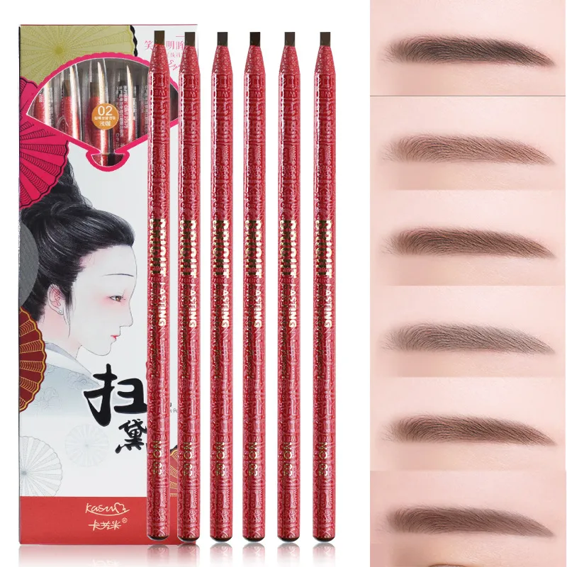 Heißer Chinesischen Stil Augenbrauenstift Make-Up Wasserdicht 6 Farben Augenbrauen Stift Weichen Eyeliner Langlebige Träne Augenbrauen Bleistift