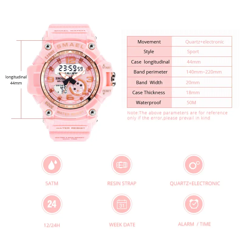 Kobieta obserwuje sportowe zegar LED Digital Clocks Woman Army Big Dial 1808 Women Watch1992