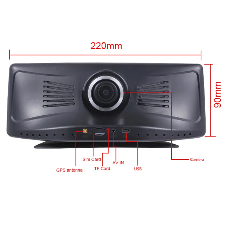 4G 8 Inch Car DVR GPS Navigation Touch Screen 16GB Android 5.1 WiFi Navigator 1080P Dash Rear View Camera, Parking Monitor