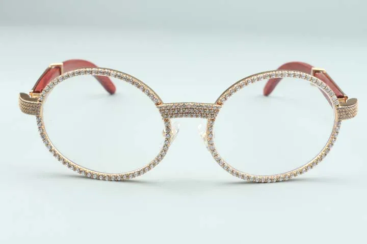 2020 new natural wood diamond glasses 7550178-B high quality The entire frame is wrapped with diamond glasses frame Size 55-22-13282z