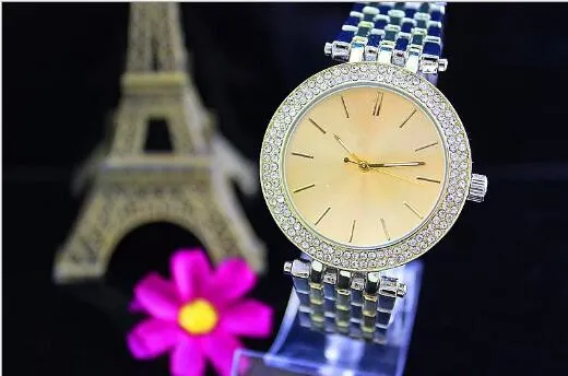 Ultra thin Rose Gold Woman Diamond Flower Watches Brand Luxury nurse Ladies Dresses female Folding buckle wristwatch gifts for gir342P