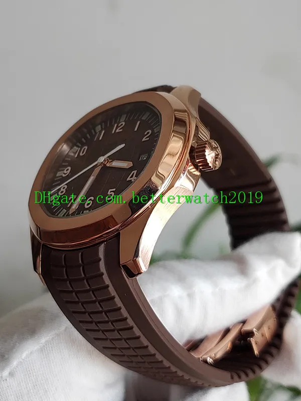 Luxury New Aquanaut 5167R-001 5167R Brown Dial Asian 2813 Automatisk herrklocka Rose Gold Case Brun Rummi Rem Gents Sport Watch303U