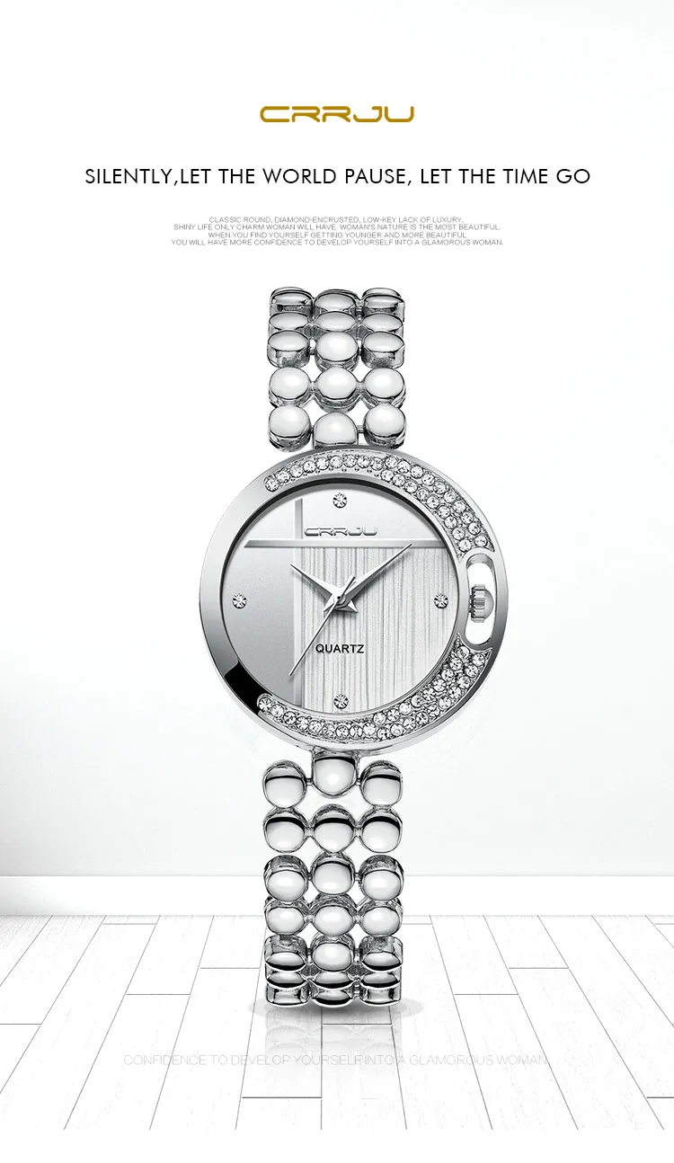 Mode femmes montres CRRJU haut de gamme de luxe étoile ciel cadran horloge de luxe en or Rose femmes Bracelet Quartz montres relog2657