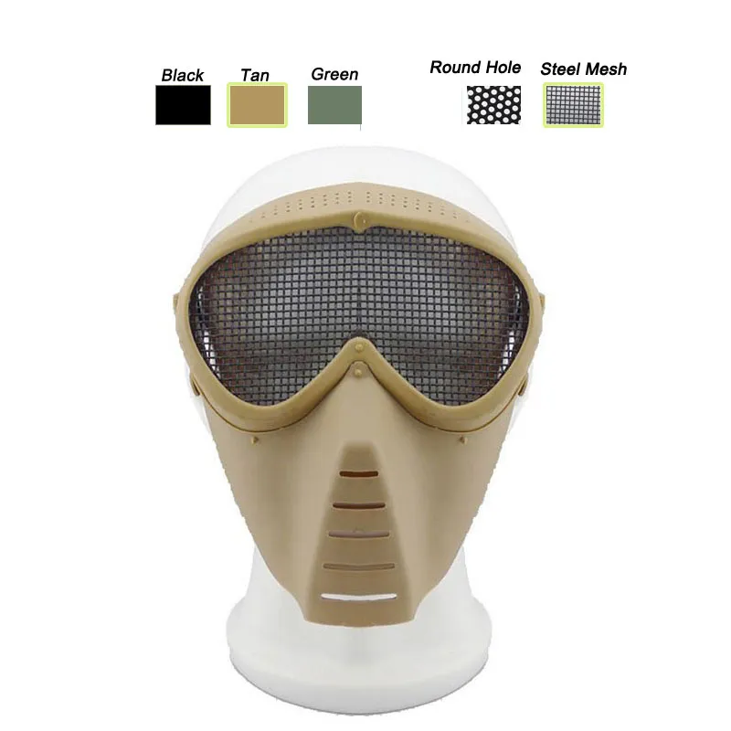 Utomhusutrustning Taktisk airsoftmask Skytte Face Protection Gear Metal Steel Wire Mesh Full Face Bee Style No03-203