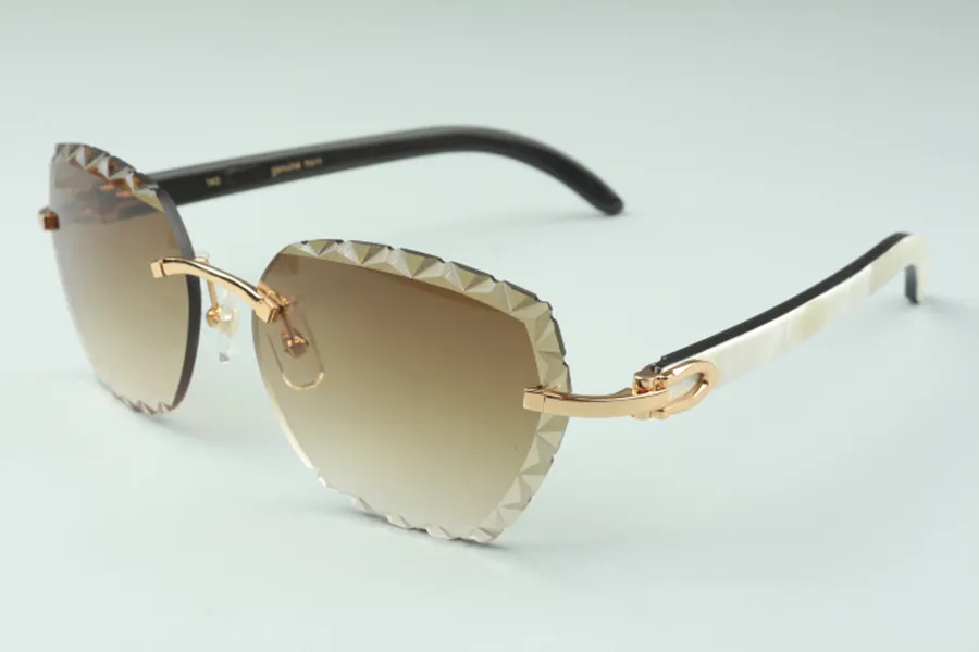direct s nieuwste mode high-end graveren lens zonnebril 3524019 natuurlijke gemengde buffelhoorn sticks bril maat 58-18-140mm2665