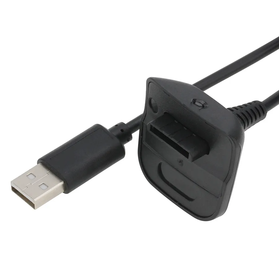Carregador de substituição do cabo de carga do fio do cabo de carregamento do USB preto para o controlador do jogo sem fio do Xbox 360