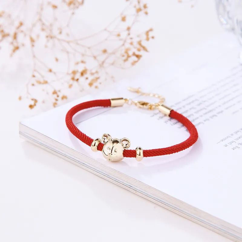 Kinesisk stil nischdesign stjärnt råtta rött reparmband temperament kvinnlig enkel personlighetstrend armband gata gåva smycken b2208