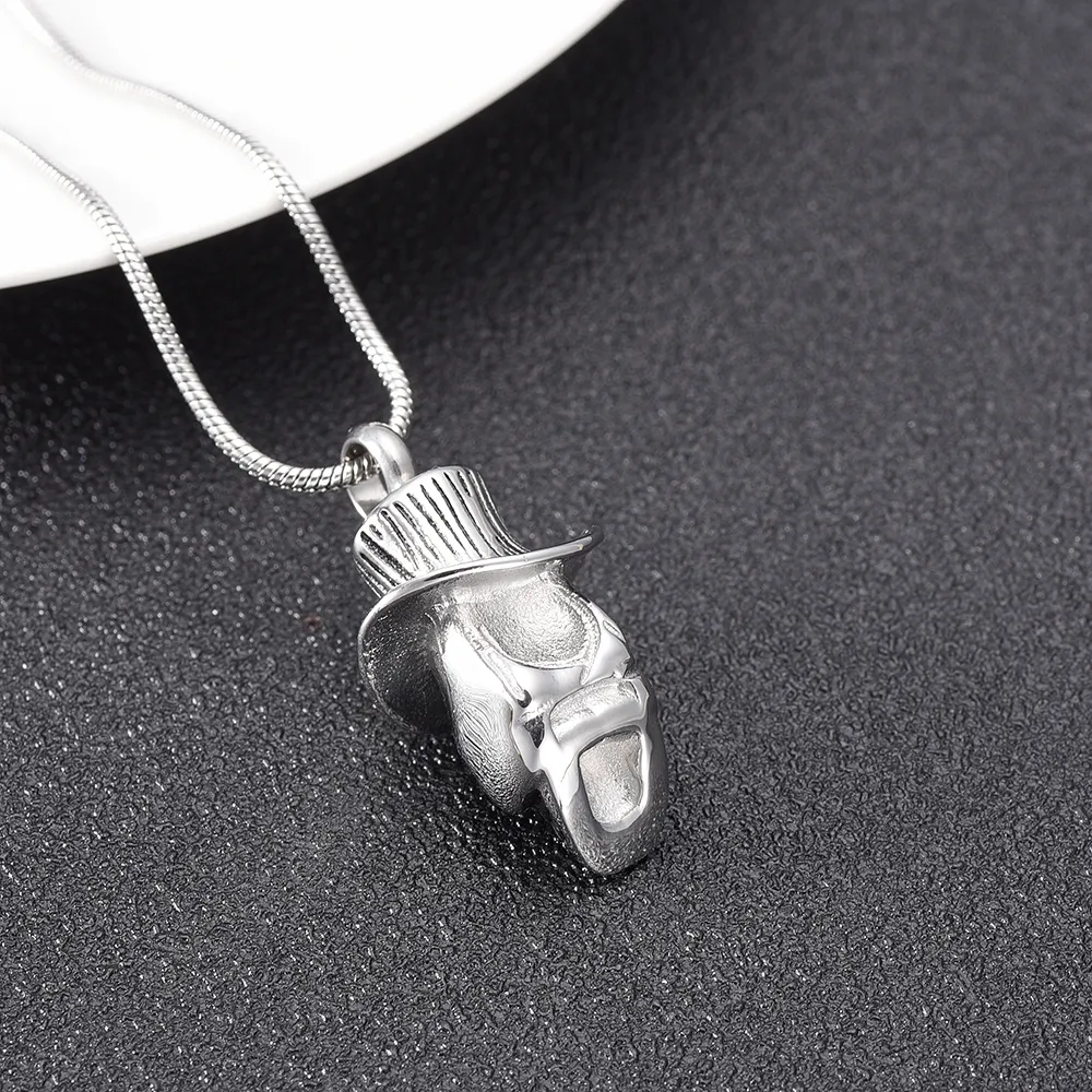 Punk Skeleton Stainless Steel Cool Men Cremation Necklace Memorial Ashes Holder Funeral Urn Pendant Keepsake Jewelry293A