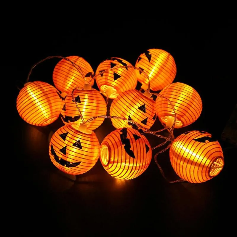 Abóbora 10 luzes led string luzes de decoração de halloween 1 5m corda luz de fadas lâmpada lanterna helloween decoração jardim natal 208l