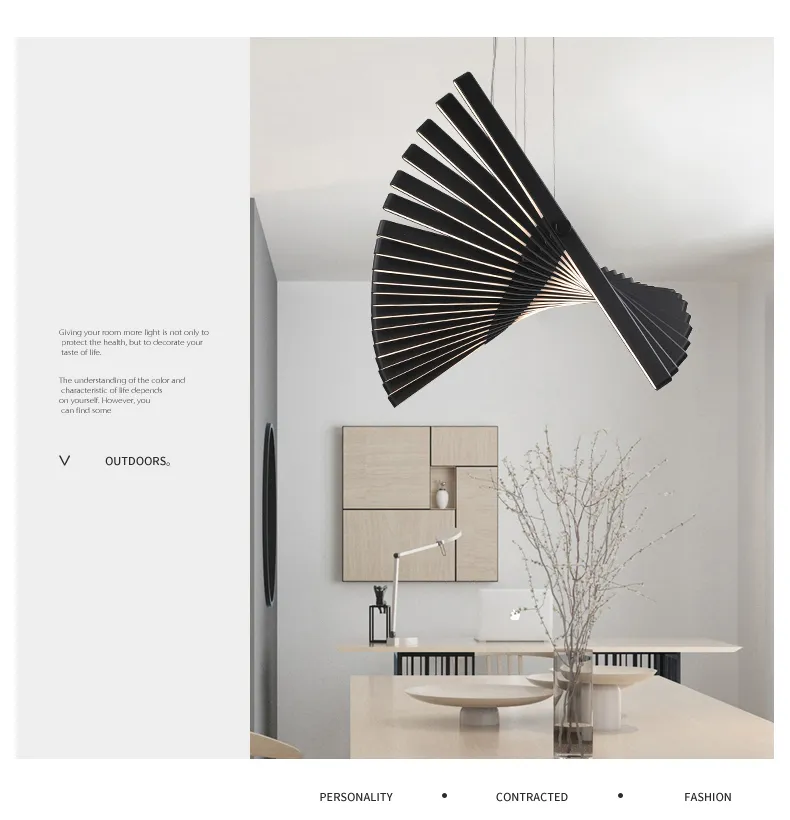 Nordic Modern Lamp Designer Living Room Dining Chandelier Fishbone Shape Office Strip Hanging Light279R