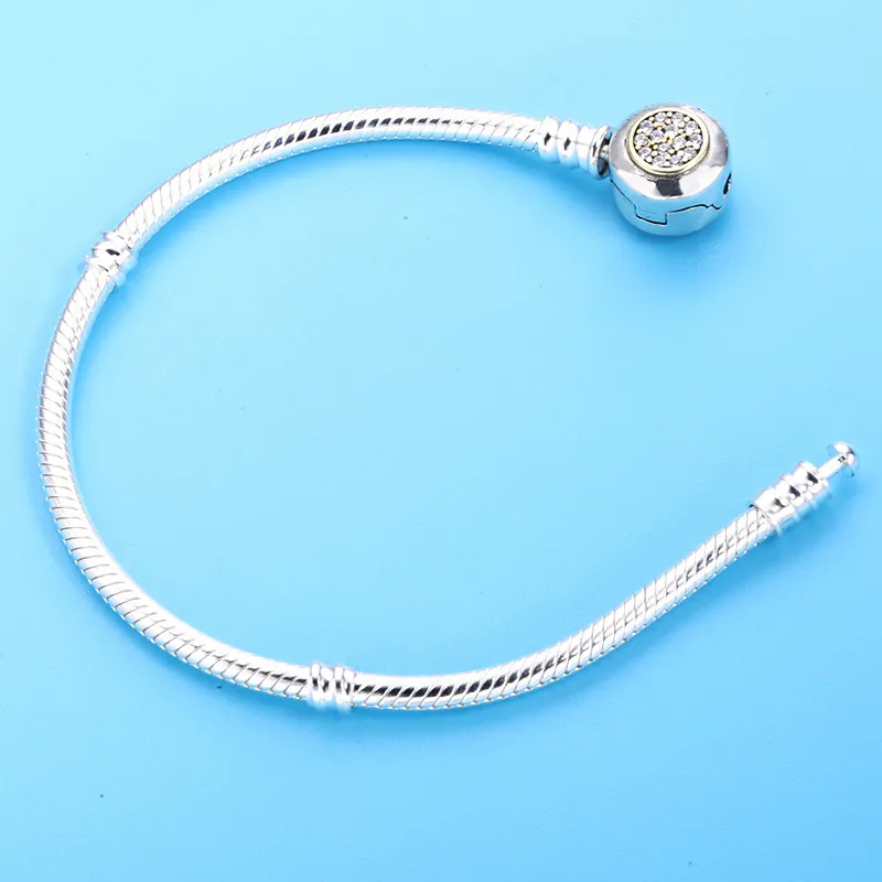 Original 925 en argent Sterling Momemts bicolore Signature chaîne Pan Bracelet Bracelet ajustement femmes perle charme bijoux CX2006134808684