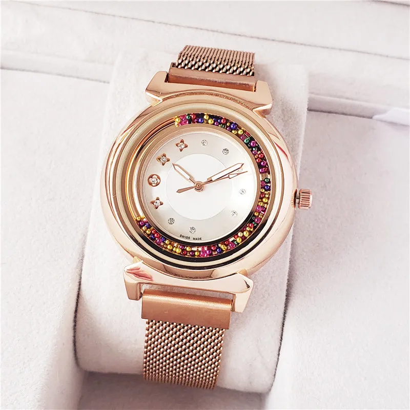 Fashion Brand beautiful Watches Women's Girls Colorful crystal style steel metal Magnetic band quartz wrist watch L08255w