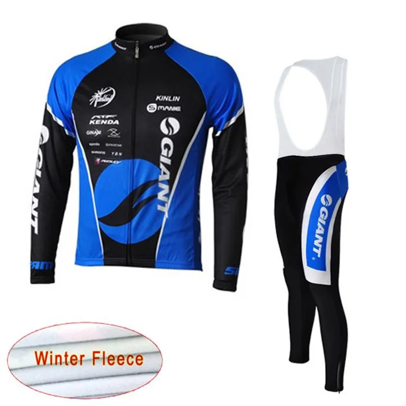 2019 New Giant Team Cycling Winter Thermal Fleece Jersey Bib Pants Sets Men Leng Sleeves Bike Maillot Roupa ciclismo lzfboss4249mm