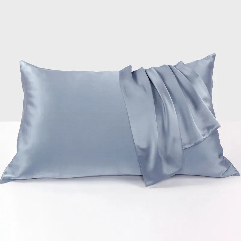 19Momme 100% silk travesseiro caixa zíper tipo simples textura estilo class6a alta contagem e alta densidade de fibra natural faixa de cama conjunto de cama