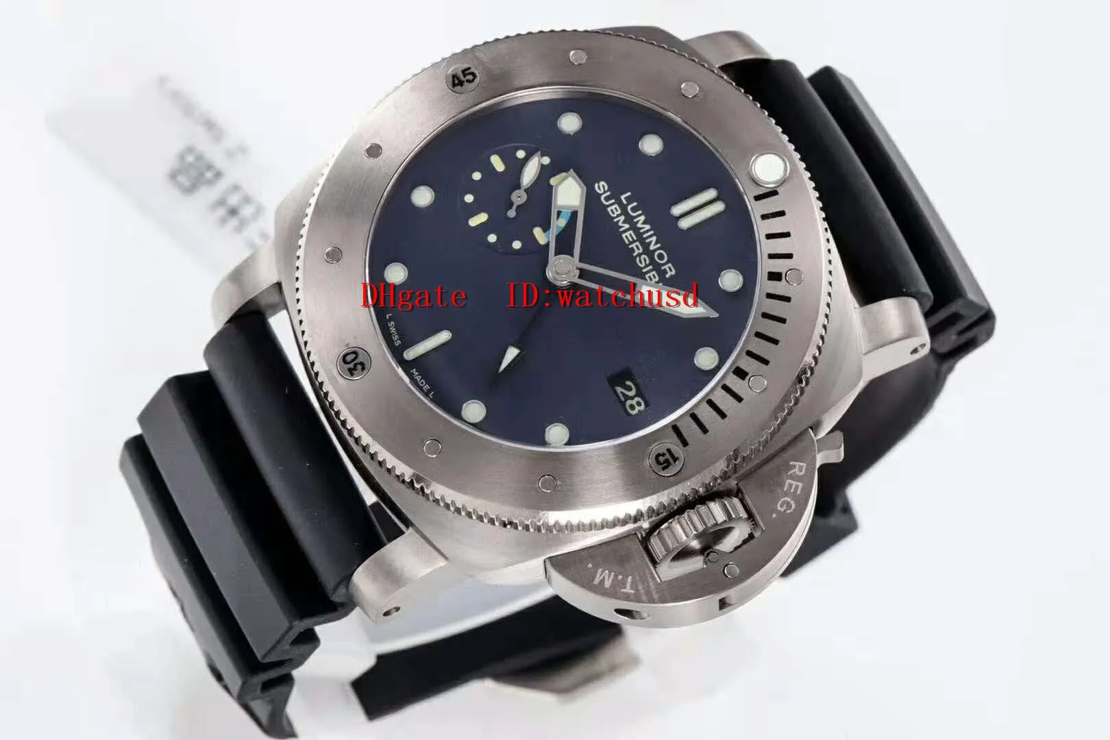 ZF Factory SUBMERSÍVEL Mens Relógios pam371 Relógio de pulso de titânio Relógio esportivo luminoso Relógios de safira à prova d'água p9001 Automático Me261s