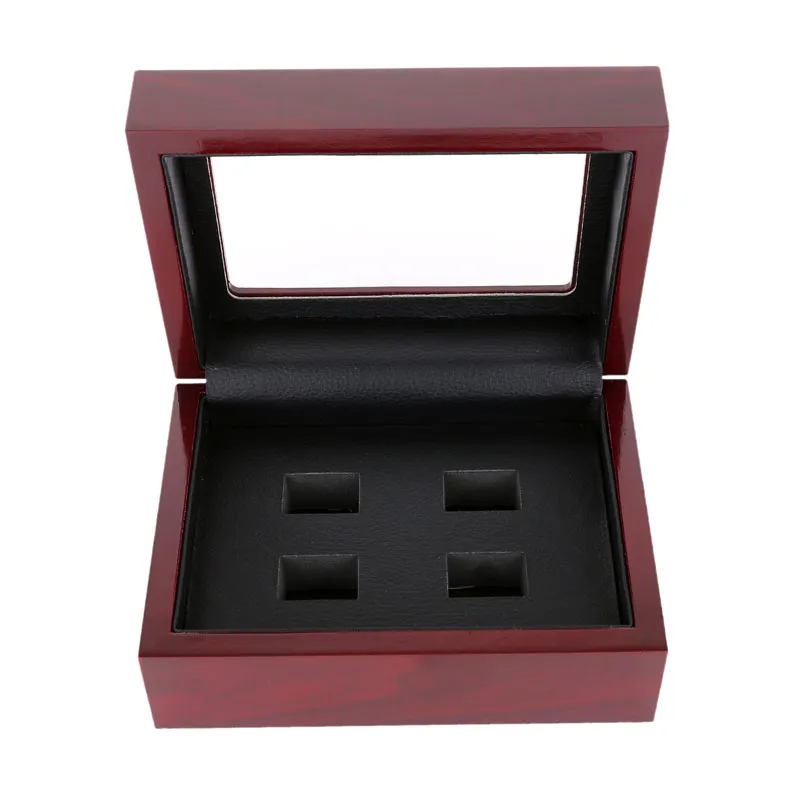 Organizador de caja de madera de cuero PU, caja portátil de 12x16x7cm, 2-9 agujeros, Ring197E deportivo de campeonato, color rojo y negro