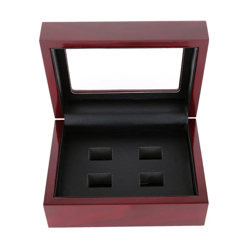 Red Black PU Leather Wood Box Organizer Portable 12x16x7cm 2-9 håls Case Championship Sports Ring217B