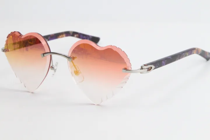 Zonnebril met randloze zonnebril, marmeren paarse plankzonnebril 3524012Adumbrale gradiëntlenzen, transparant montuur met heldere bril276k