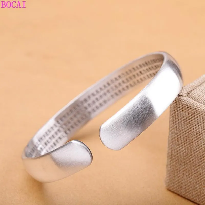 Bangle Thai Silver Craft Women's Fracelet Buddhist Hand Ornament Pure 999 Jewelry Lotus Heart Sutra Bracelet248A