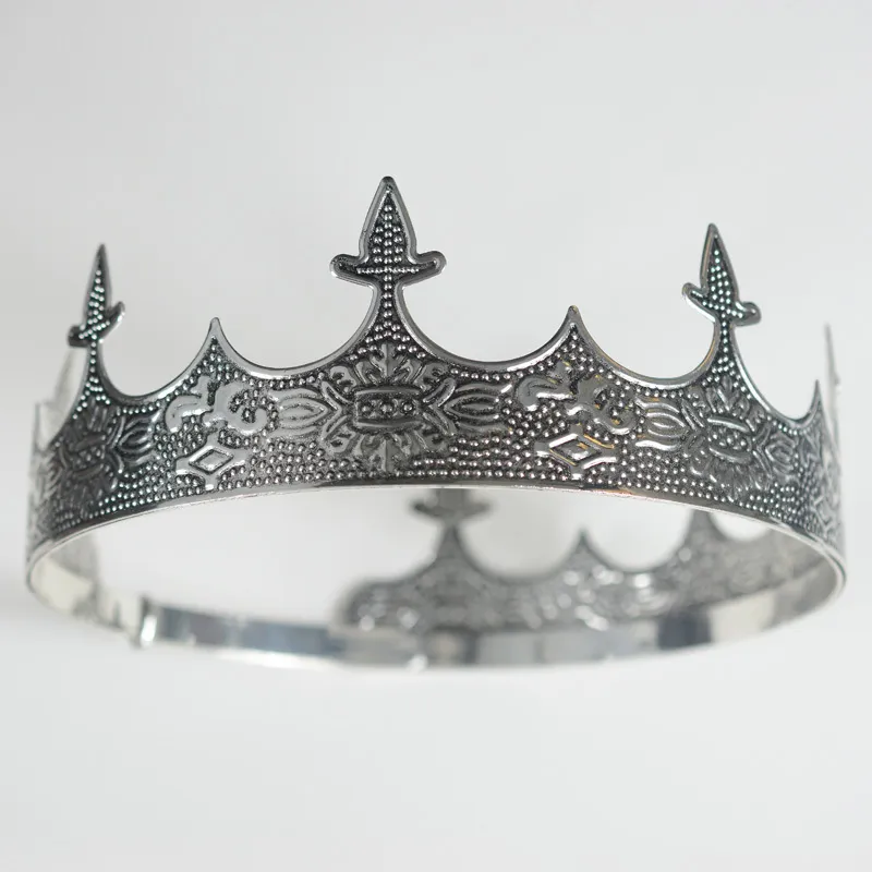 Eseres King Crown For Man Full Round verstelbare oude Silver Tiara Wedding Hair Accessories D19011103211p