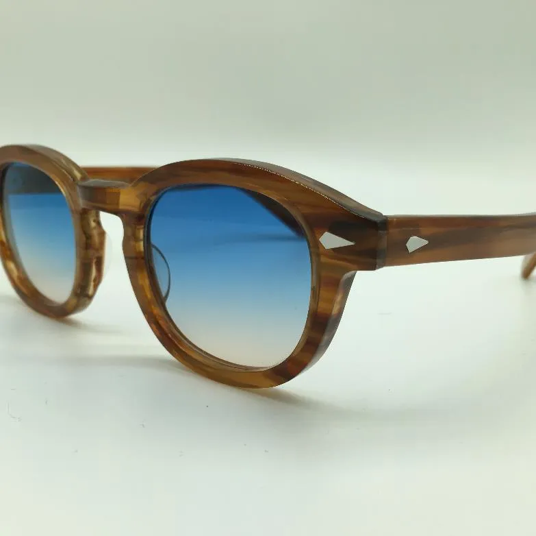 Whole-SPEIKE Occhiali da sole stile Lemtosh Johnny Depp personalizzati di nuova moda Occhiali da sole rotondi vintage Occhiali da sole con lenti blu-marrone294q