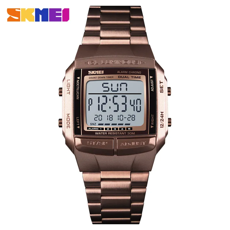 SKMEI Orologio sportivo da uomo Orologio digitale Sveglia Conto alla rovescia Orologio quadrante grande Orologio a specchio in vetro Moda Outdoor Relogio Masculino272A