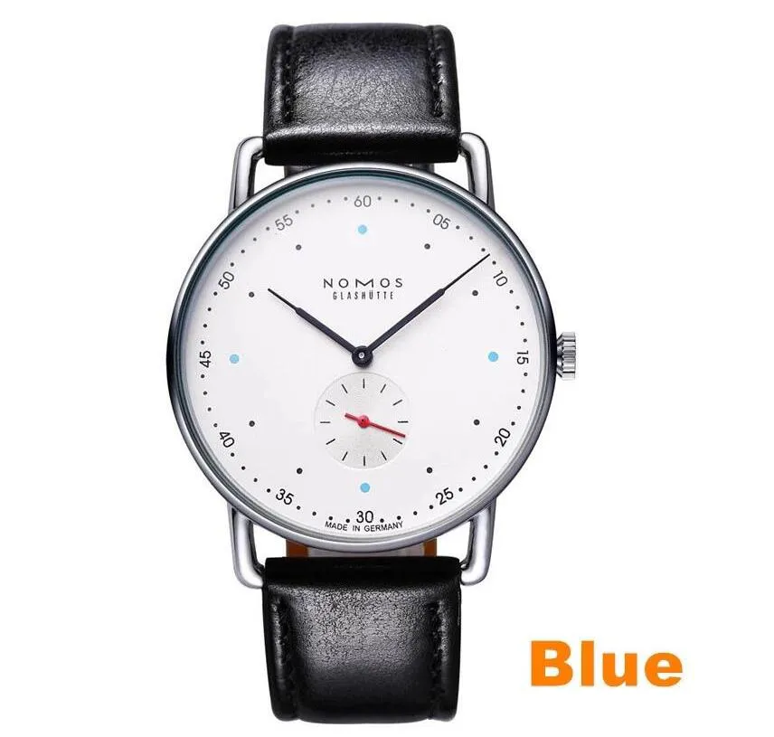 Модные повседневные брендовые водонепроницаемые кожаные деловые кварцевые часы NOMOS, мужские деловые часы Women291j