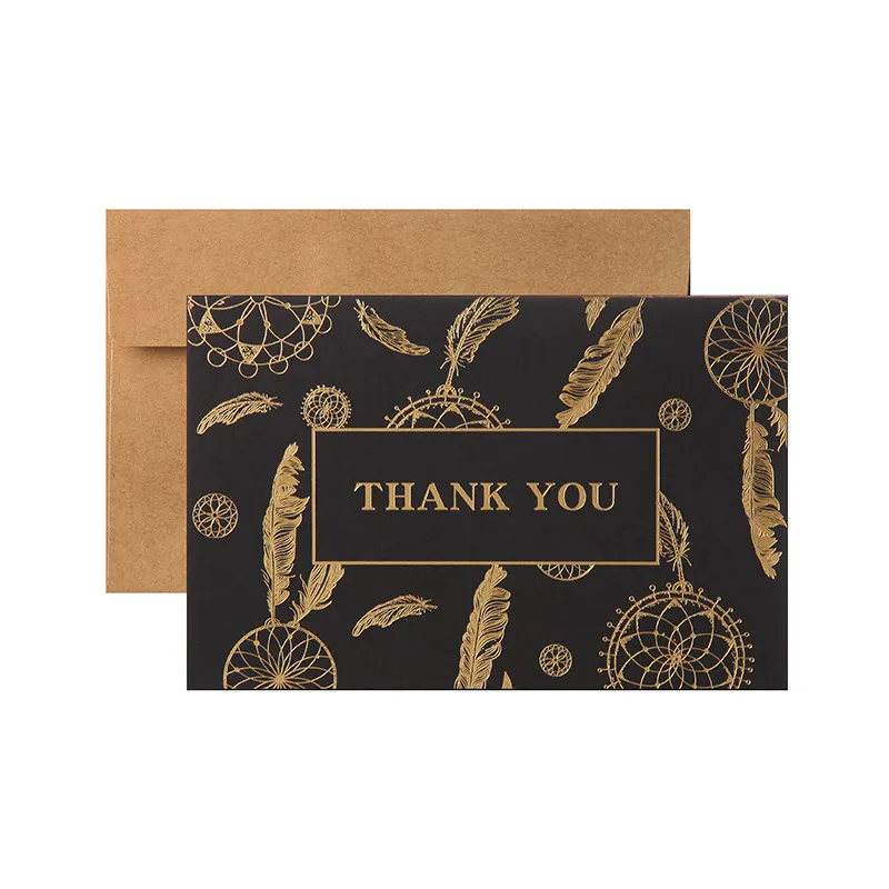 Carte de voeux créative carte de remerciement avec enveloppe plume funérailles Style européen rétro bronzant nouvel an vacances