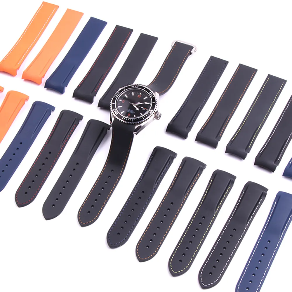 Ремешок для часов 20 мм 22 мм, синий, оранжевый, черный, водонепроницаемый силиконовый резиновый ремешок для часов, браслет с застежкой и пряжкой для Omega Planet-Ocean T290W