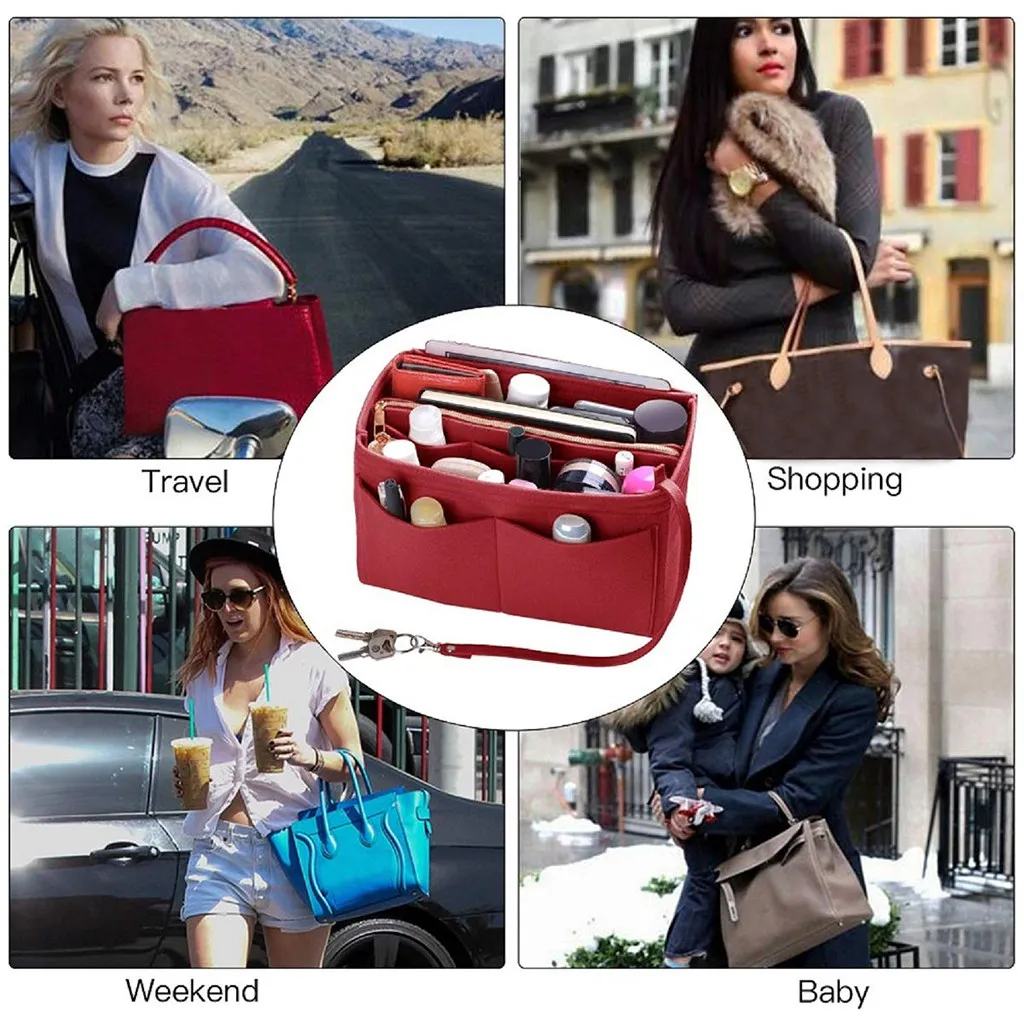 Sacs cosmétiques pour femmes Études en feu feutre portable sac à bandoulière en feutre sac multiples poches de sac à main