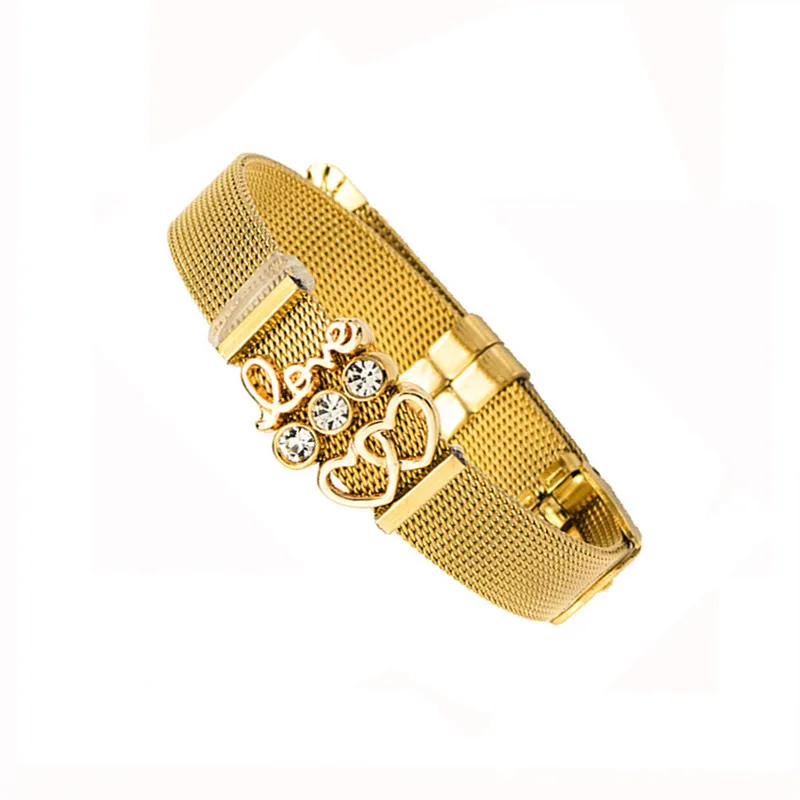 Concise Lovers Love Keeper Bracelet Gold Electroplate Stainless Steel Watchband Bracelet3272246