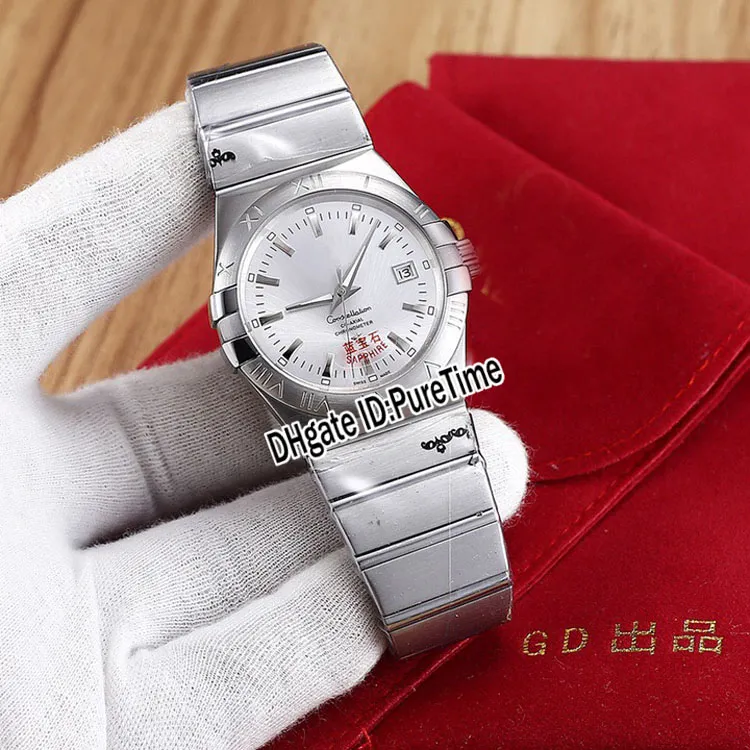 NY 123 55 31 20 55 00 Stålfodral Silver Diamond Bezel Gold Dial Miyota 8215 Automatisk herrklocka Rostfritt stålklockor Puretime300s