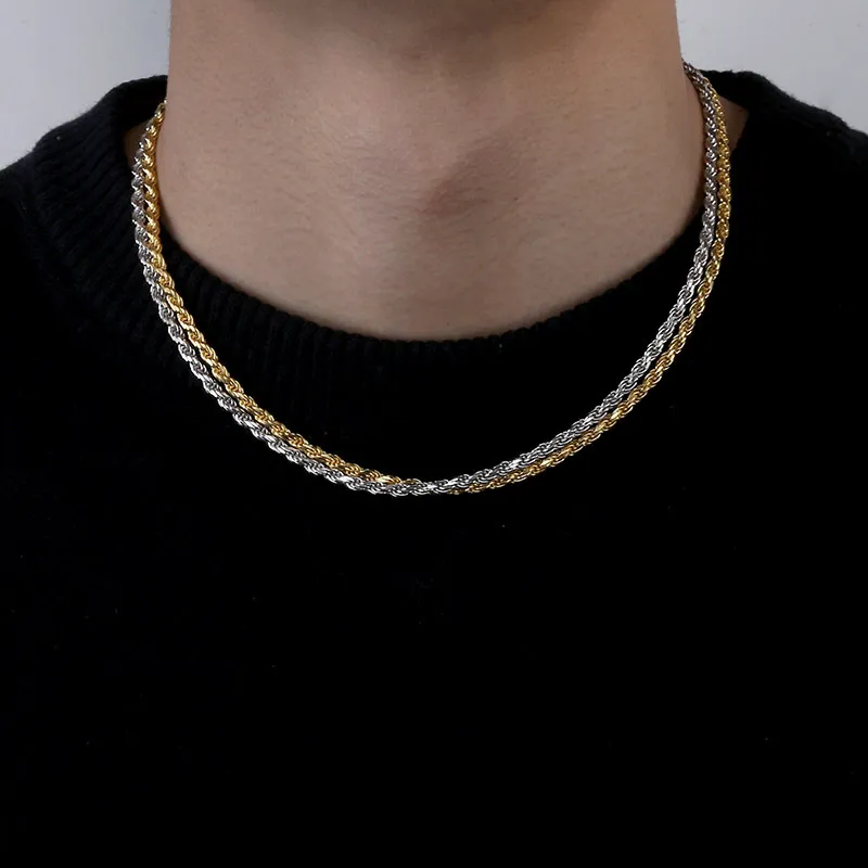 18K Gold Weißgold vergoldet 925 Sterling Silber Kette Halskette 3mm 18 22 Seilkette Hip Hop Rapper Schmuck Geschenk208b