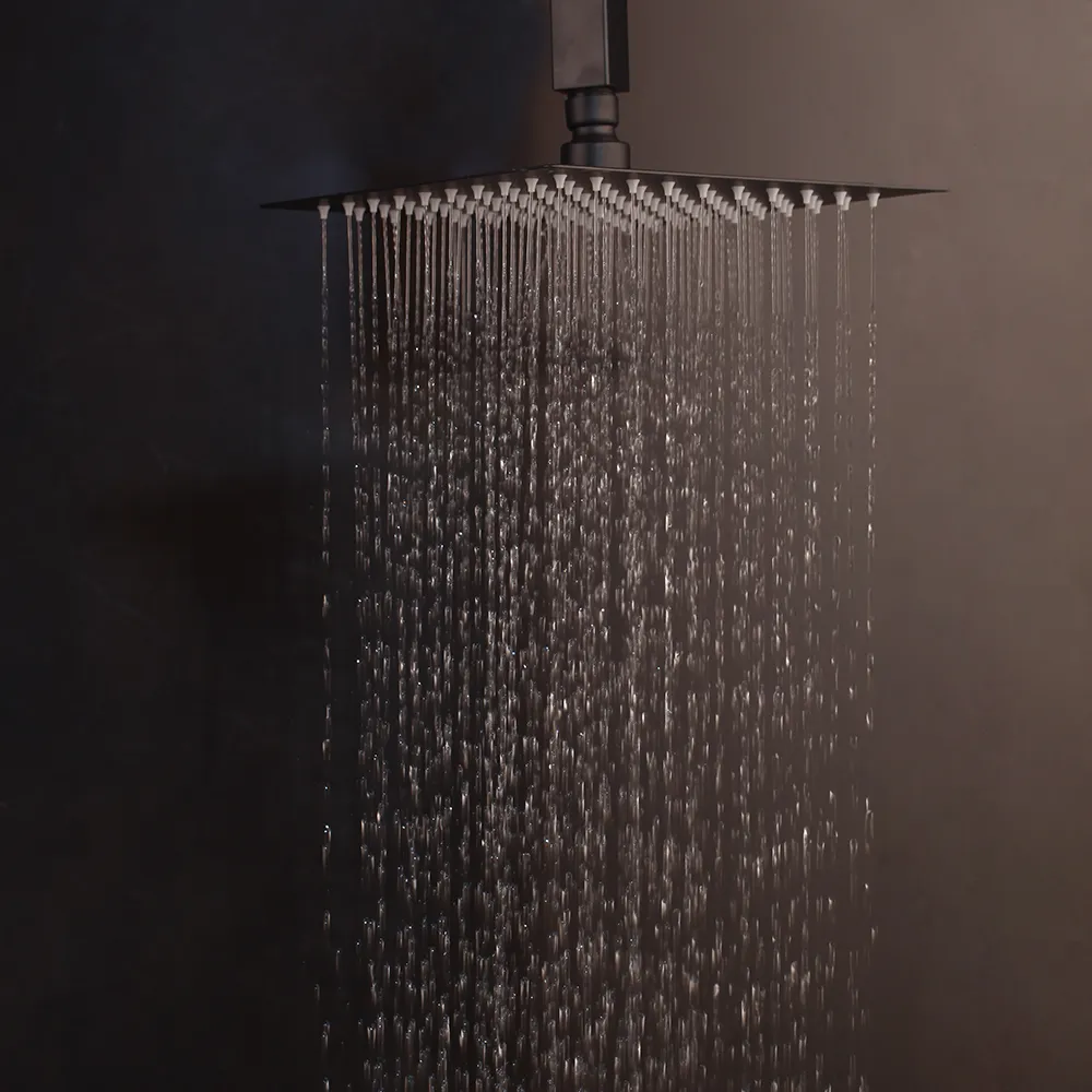 KEMAIDI Matte Black LED Digital Display Shower Faucet Set Rainfall Folding Bathtub Shower System LCD Digital Shower Mixer Tap 20119177817