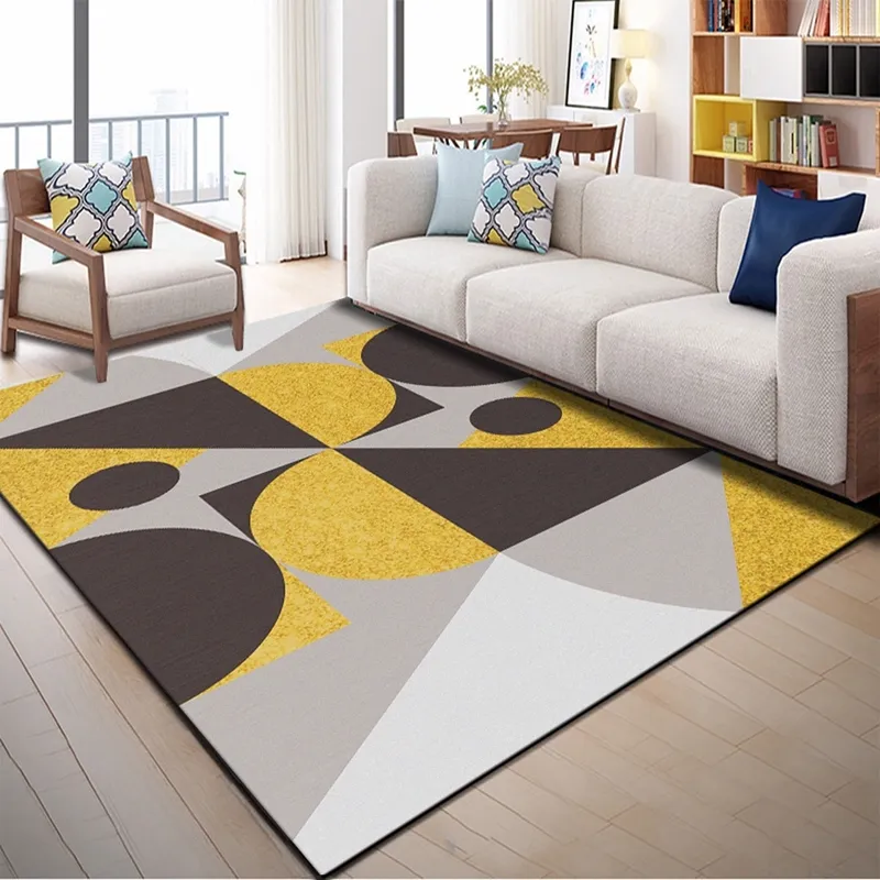 European Geometric Printed Area Rugs Large Size Carpets For Living Room Bedroom Decor Rug Anti Slip Floor Mats Bedside Tapete Y200292p